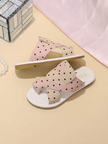 1 đôi dép sandal đi biển trẻ em size nhỏ màu hồng chấm bi phối mảng màu, chất liệu PU may mềm mại thoải mái, mũi tròn, thiết kế xỏ chân, đế mềm chống trượt, dép bệt phong cách resort thời trang dễ thương, phù hợp đi thường ngày, tiệc bãi biển, hàng mới về xuân/hè - Hồng - Xem 6
