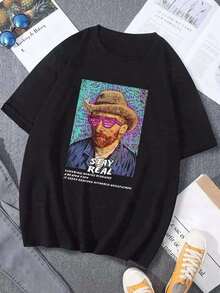 Manfinity T-Shirt With Slogan And Figure Print - Black - View 7