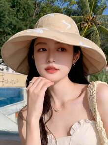 1 pieza Nuevo sombrero de ala ancha con forma de trébol de cuatro hojas, sombrero de verano reversible casual de poliéster con protección UV para damas y niños, adecuado para reuniones al aire libre - multicolor - Ver 20