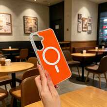 磁吸充電手機殼 適用於 Galaxy A57 A37 A17 A07 A56 A36 A26 A16 A06 A15 A35 A55 S25 FE S26 Ultra S25 Ultra 透明壓克力薄型保護殼 - 橘色 - 查看 2