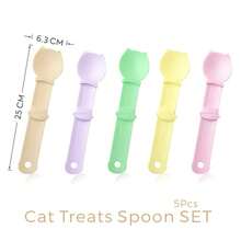5 Peças/Conjunto Espátula Apertadora de Ração Multicolorida para Gatos, Colher de Alimentação para Animais de Estimação, Distribuidor de Pasta para Gatos, Ferramenta de Alimentação de Petisco para Filhotes, Suprimentos para Gatos - Pequena capacidade - Visão 12