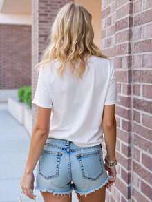 Una camiseta de mujer con estampado de letras y diseño de LOS ANGELES - Blanco - Ver 3