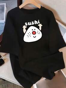 Women's Loose Fit Crew Neck T-Shirt, Versatile For Summer 2025, Comfortable, Casual, Youthful, Short Sleeve, Cartoon Print, Regular Fit, For All Seasons, Y2k Style - 黑色 - 查看 10