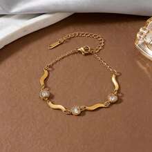1 chiếc vòng tay nữ thời trang hình trái tim đính đá quý, thiết kế độc đáo, mạ vàng 18K, làm từ thép không gỉ, thích hợp đeo hàng ngày và làm quà tặng dự tiệc. - Nhiều màu - Xem 7