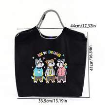 1pc Fashion Embroidered Colorful Schnauzer Pattern Storage Lightweight Nylon Large Capacity Shopping Bag Commute Party Crossbody Tote Bag - Multicolor - View 8