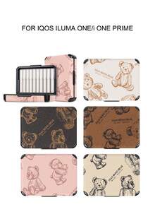 1pc IQOS ILUMA ONE PRIME Series 20-Stick Holder & Protective Case, PC+PU Hard Shell Soft Leather Dual Protection, Comfortable Grip, Anti-Crush Anti-Moisture, Portable, Fashionable Cartoon Pattern, Suitable For Business People, Men And Women, Travel Essential Accessory, Luxury Experience - BOX/Brown Bear - View 1