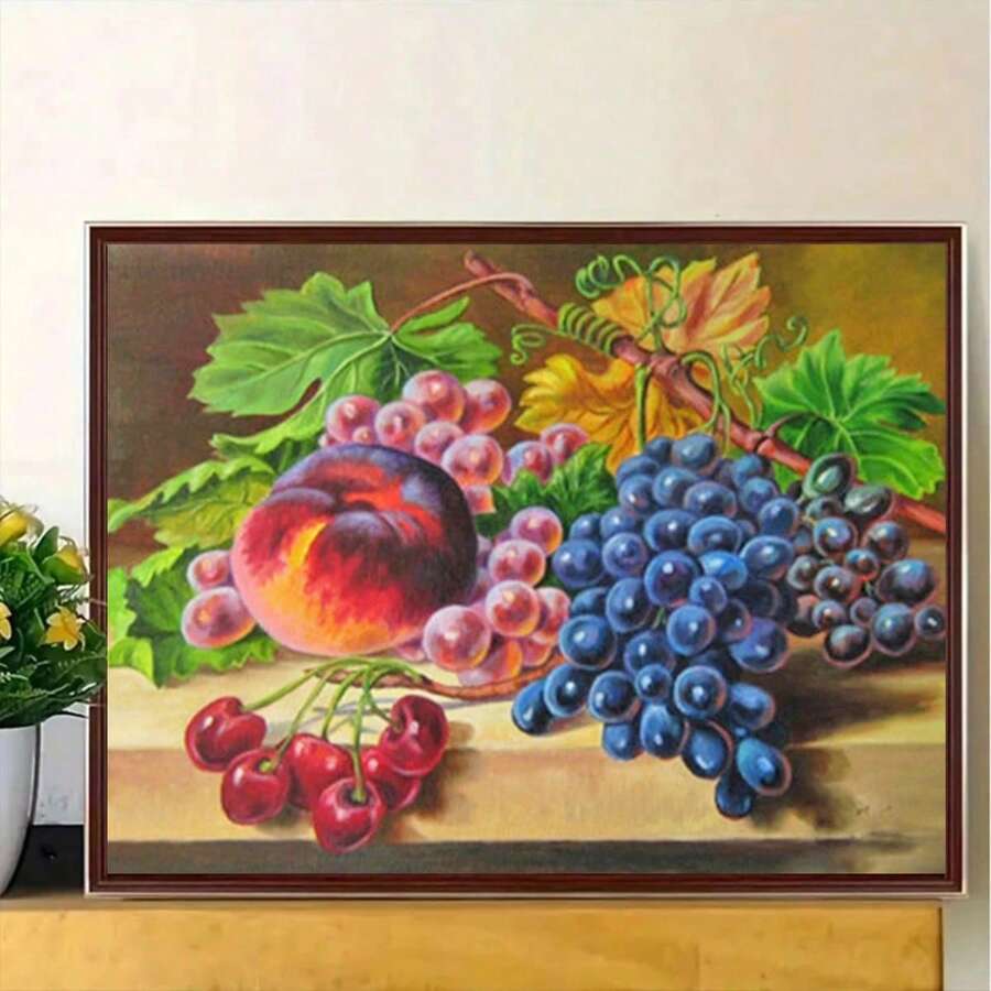 5D Diamond Painting Kit - "Dining Table With Fruits", Full Round Diamond Painting, Home Decor Handcraft Gift - View 1