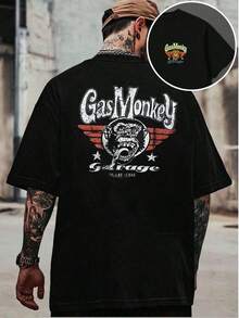 Camiseta Gas Monkey Garage suave de poliéster y algodón con estampado de doble cara, ligera, ajustada, minimalista, esencial para oto?o. - Negro - Ver 6
