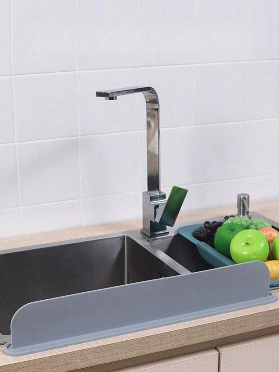 Silikon-Spritzschutz mit Saugnapf für die Spüle. Moderne wasserdichte Abdeckung, ideal für Küchen, Geschirrspüler, Labore und Obstbehälter. Langlebig und leicht zu reinigen. - Grau - Übersicht 1