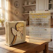 1pc European Religious Theme Wooden Tissue Holder. Guardian Angel Design Upright Paper Napkin Rack Dispenser. For Home Kitchen Restaurant Cafe Dining Room Table Centerpiece. Farmhouse Style Creative Holy Blessing Church Event Birthday And Wedding Party Supplies. - Multicolor - View 10