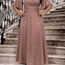 Fleurora Plus Size V-Neck Ruched Waist Elegant Party Dress Rose Gold Dress Elegant Elegant Wedding Guest Dress Elegant Woman Clothing Elegant Dress, Summer Dresses  Women Party Dress Elegant Curve Elegant Dress Mother Of The Bride Dress Plus Size - Caqui - Ver 6