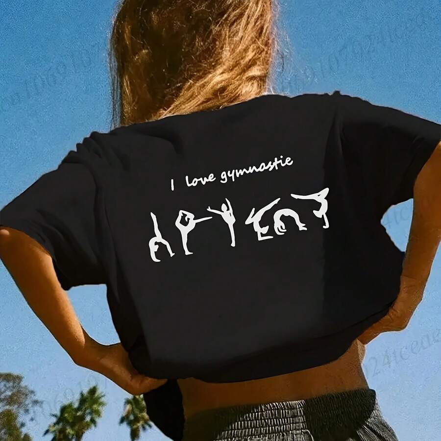New Wo T Shirt Pullover Oversize Tees I Love Gymastie T-Shirts Printed T-Shirt Casual Short Sve T-Shirt Girls Tee Clothes - 款式 - 查看 1