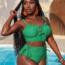 Slayr 2pcs/Set Green Sexy Women's Swimwear For Summer Beach Vacation - Naranja - Ver 6