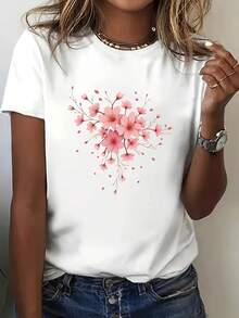 Camiseta casual de manga cortara mujer - Blanco - Ver 2