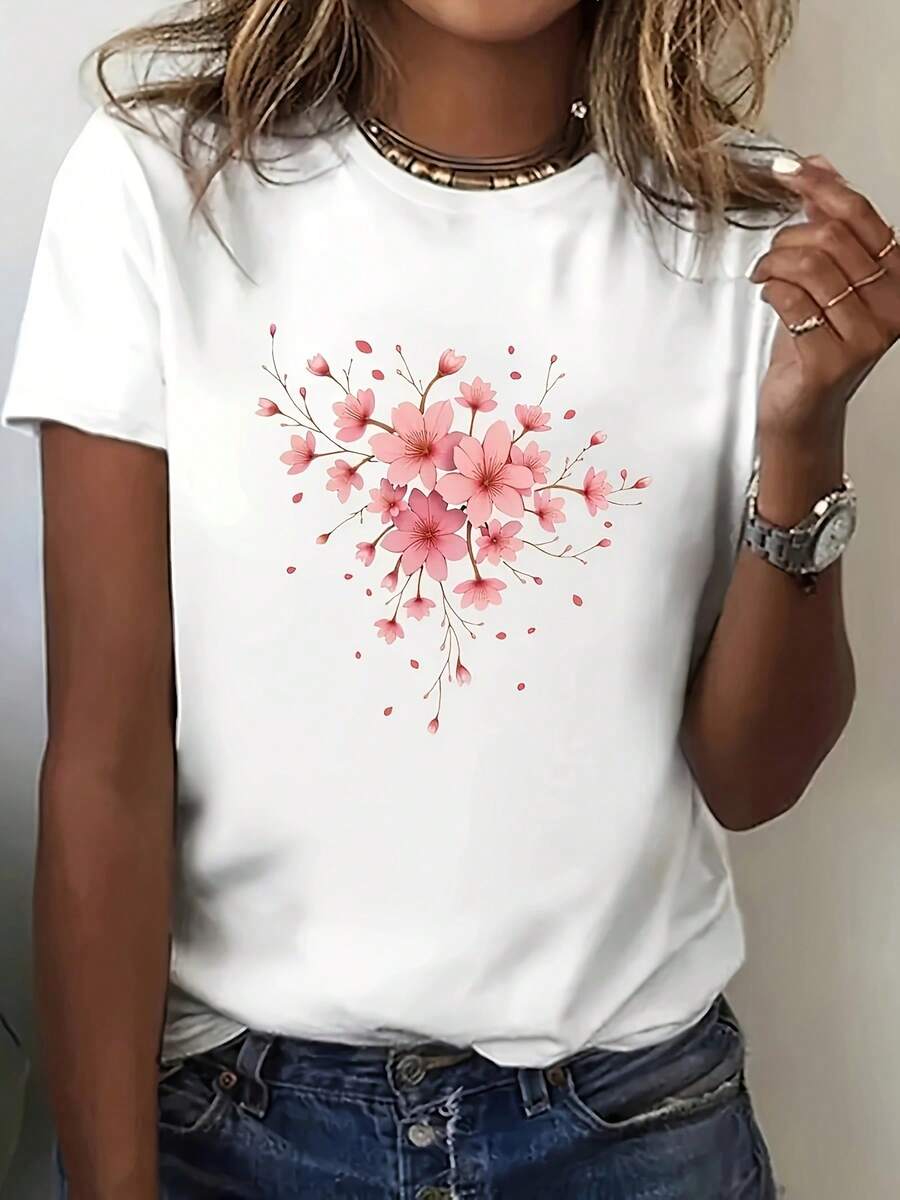 Camiseta casual de manga cortara mujer