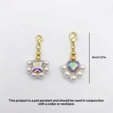 Adjustable Pet Pearl & Rhinestone Collar, Heart/Square Pendant Options, Suitable For Wedding Photo Accessories - Multicolor - View 7