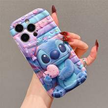 Disney Stitch Phone Case, Official Disney Lilo & Stitch Character Design, Cute Stitch With Heart Balloon On Pastel Background Protective Cover. Compatible With IPhone 17, 16, 15, 14, 13, 12, 11 Pro Series, Featuring Stitch Holding A Polka-Dot Heart Balloon Against Stacked Pastel Layers, Perfect For Disney Fans And Stitch Lovers To Showcase Their Favorite Character, Ideal For Birthdays, Holidays, Anniversaries, Graduation Gifts, Or Any Special Occasion To Surprise Family, Friends, Classmates, And Loved Ones. - White - View 3