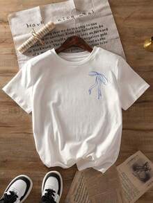 'The King's Daughter' Graphic T-Shirt, Women's Faith Clothing With Biblical Aesthetics, Casual Short Sleeve T-Shirt With Round Neck And Printed Text On The Back - 白色 - 查看 3