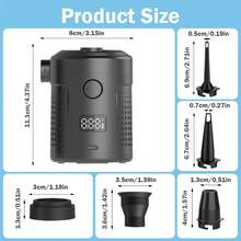 Pompe à air électrique sans fil portable, gonfleur/dégonfleur rechargeable USB 5200mAh à remplissage rapide, double usage pour matelas gonflable et sacs sous vide, avec 5 buses, écran LED, convient pour le camping, les flotteurs de piscine gonflables, les lits d'air, les bouées de natation, l'utilisation en extérieur - Noir - Voir 4