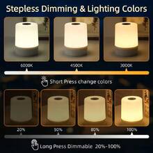 Touch Bedside Lamp, Dimmable Desk Lamp, 3-Color Warm White LED Light, USB Plug-In/Rechargeable, Portable Touch Night Light, Mini Night Light, Valentine's Day Gift, Suitable For Bedroom, Living Room And Office Desk Decoration - Multicolor - View 8