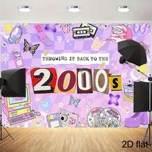 , Y2K Retro Background Suitable For Girls - Early 2000s Nostalgic Themed Flat Plane With Y2K Wallpaper Patterns, For Photo Studio Props, Birthday Party Decorations, Themed Costume Parties For 00s Themed Events, - 多色 - 查看 7