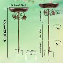 76cm High 24.2cm Diameter Vintage Copper-Color Iron Bird Bath, Decorated With Bird And Branch Relief, Suitable For Outdoor Garden Decor, Bird Feeding And Drinking - T-tK93 - View 19