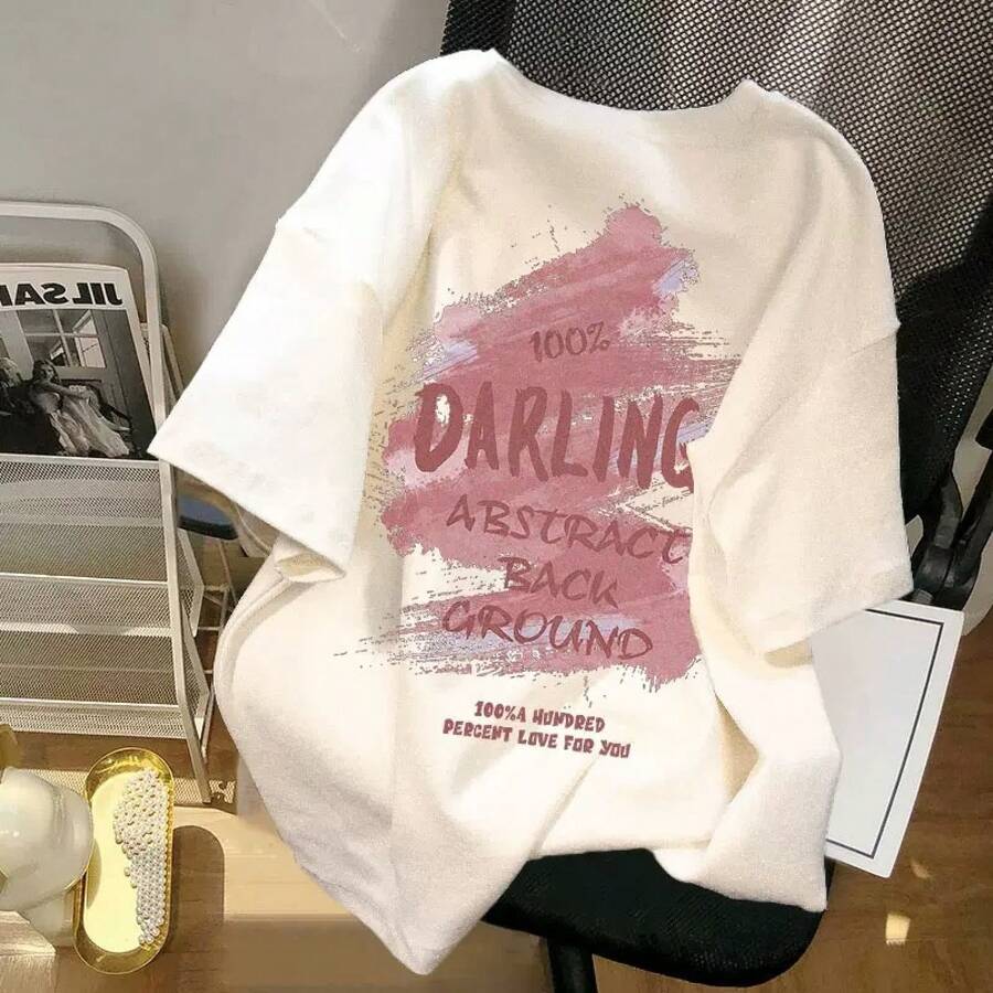 Camiseta de algodón puro estilo chino para mujer, de manga corta, diseño único, corte holgado, estilo veraniego de Hong Kong, elegante top blanco retro americano. - Negro - Ver 1