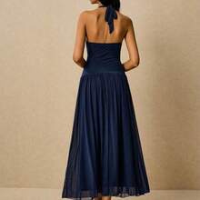 Women's Polka Dot Print Casual Sleeveless Long Dress - Marrón - Ver 10