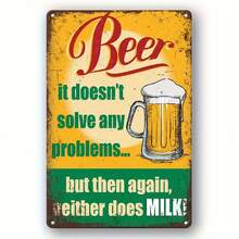 2D Flat, 1pc Vintage Beer Metal Tin Sign - Funny Bar Decor With "Education Is Important, But Beer Is More Important" Quote - Heavy-Duty Iron Retro Pub Wall Art Poster - 7.9x11.9 Inches - No Electricity Needed For Man Cave, Home, Bar, Garage - Easy Hang With Pre-Drilled Holes - Gift For Beer Lovers, Home Decoration, Distressed Design, Highquality Print, Home Decorators, 2D Flat - 1PC - View 1