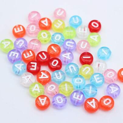 100/200/500pcs 4*7mm Transparent Colored Letters Acrylic Beads Alphabet Round Spacer Beads For Diy Jewelry Making Bracelet Supplies