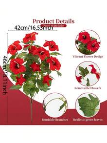 1 pieza Flor de Petunia miniatura realista, resistente a los rayos UV, no se desvanece, decoración floral de seda, adecuada para jardín de primavera, balcón, patio, porche, jarrón, boda, fiesta de cumpleaños, sala de estar, escritorio de oficina, decoración del hogar interior y exterior - Multicolor - Ver 11