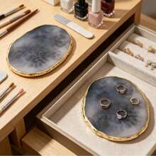 2pcs Resin Agate Gold Edged Nail Polish Color Mixing Palette, Nail Art Display Board - A - View 10