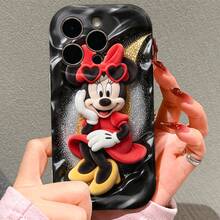 Disney Minnie Mouse Phone Case, Official Disney Minnie Mouse Character Design, Fashion Minnie With Heart Sunglasses Protective Cover. Compatible With IPhone 17, 16, 15, 14, 13, 12, 11 Pro Series, Featuring Plush-Style Minnie With Red Heart Sunglasses Against A Black Glitter Background, Perfect For Disney Fans And Minnie Lovers To Showcase Their Favorite Character, Ideal For Birthdays, Holidays, Anniversaries, Graduation Gifts, Or Any Special Occasion To Surprise Family, Friends, Classmates, And Loved Ones. - trắng - Xem 5
