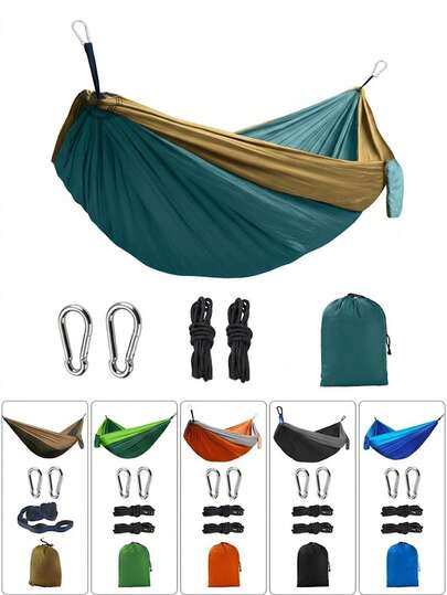 Võng cắm trại di động, siêu nhẹ và thoáng khí dành cho một người, chất liệu nylon 210T kèm túi đựng - Dễ dàng lắp đặt, thích hợp cho cắm trại, du lịch, bãi biển, sân vườn, leo núi, các hoạt động ngoài trời - Sử dụng cho một người, bao gồm móc khóa và phụ kiện.