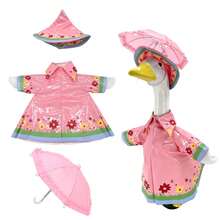 Porch Goose Floral Raincoat Outfit - Spring Flower Print Rain Gear Costume Set With Umbrella For Lawn Goose - Pink - View 8