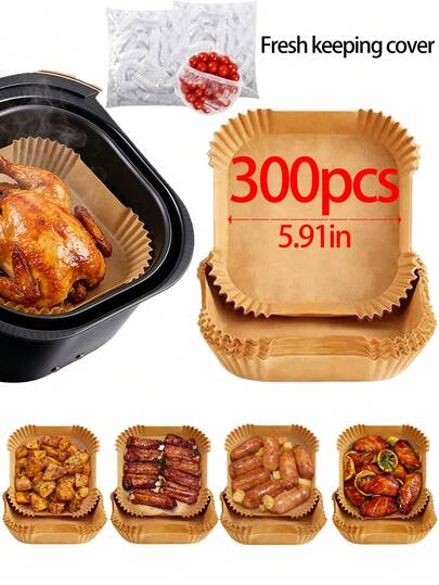 Bộ 700 màng bọc thực phẩm dùng cho nồi chiên không dầu, thích hợp làm giấy lót bánh mì, lót gà nướng, giấy lót pizza, giấy chống dính chảo, giấy thấm dầu silicon, giấy nướng, màng bọc bảo quản thực phẩm, chống côn trùng, có độ co giãn tốt. Chịu nhiệt cao, hình vuông và tròn, phù hợp với nhiều hình dạng khác nhau, rất tuyệt vời để bảo quản thực phẩm trong gia đình. Một vật dụng thiết yếu cho các buổi họp mặt và tiệc tùng.