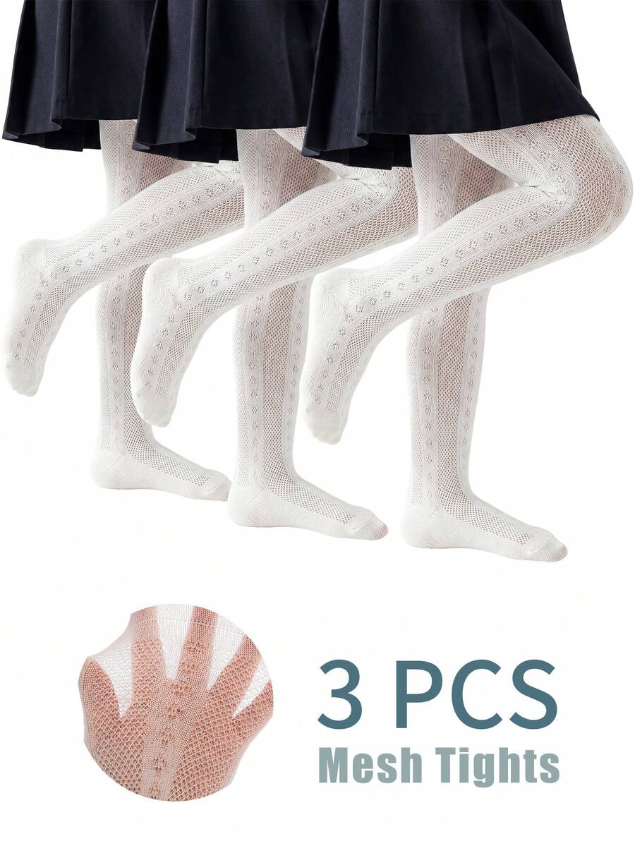 3 piezas Medias de malla de verano para niñas recién nacidas - Transpirables, resistentes a los mosquitos y suaves - Multicolor - Ver 1
