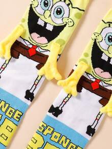 SpongeBob SquarePants 1/2 Đôi tất nam châm dài đến bắp chân hiệu SquarePants, mẫu mới mùa xuân/thu, họa tiết hoạt hình dễ thương, thiết kế độc đáo, dành cho cặp đôi/bạn thân, sản xuất tại Nhật Bản và Hàn Quốc. - Nhiều màu - Xem 7