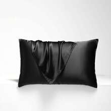 2pcs Satin Pillowcase, Without Pillow Insert, Soft And Smooth Texture, Plain Weave High Density, Minimalist Fashion Design, Envelope Closure Solid Color Pillowcase, Reduce Hair Breakage, Prevent Wrinkles - Cool Black - View 2