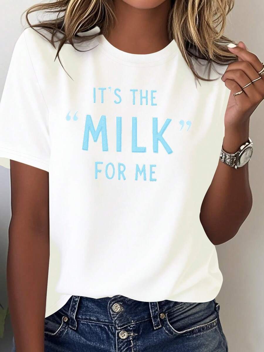 Tipografía: Es el Leche para Mí, una Camiseturamente de Mujer Diseñ para la Comodidad