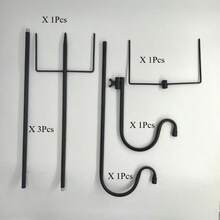 可调节重型双牧羊钩户外挂钩，带5爪底座，非常适合悬挂喂鸟器、花盆、太阳能灯和风铃，质朴的铸铁材质，适用于庭院、农场和花园。 - 78in雙羊鉤7Pcs裝 - 查看 10