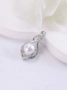 Bộ 10/20/50/100 món phụ kiện trang sức khảm vi mô tự làm, mặt dây chuyền hình trái tim đính ngọc trai và đá quý, bông tai và vòng cổ thanh lịch, đồ thủ công mỹ nghệ. - Bạc - Xem 7
