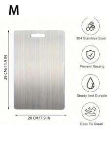 3 piezas - Tabla de cortar premium - Doble cara, material de acero inoxidable para cocina y catering, modelo rentable, adecuado para cocinas pequeñas, tabla de cortar, accesorios de cocina, cocina, RVs, hogares pequeños, fácil, duradero y fácil de limpiar, tabla de cortar, artículos esenciales de cocina, cocina, tabla de preparación de alimentos antideslizante para carne, verduras, frutas, cocina - Plateado - Ver 16