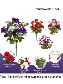 1 pieza Flor de Petunia miniatura realista, resistente a los rayos UV, no se desvanece, decoración floral de seda, adecuada para jardín de primavera, balcón, patio, porche, jarrón, boda, fiesta de cumpleaños, sala de estar, escritorio de oficina, decoración del hogar interior y exterior - Multicolor - Ver 2