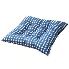 35x35cm Square Plaid Chair Cushion with Non-slip Strap Indoor Outdoor Sofa Cushion Pillow for Home Office - Gris claro - Ver 4