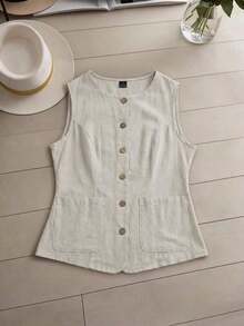 Conjunto de 2 piezas de mujer tejido a rayas de estilo elegante para el verano - Albaricoque 3 - Ver 4
