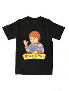 Camiseta gráfica retro Good Guys para hombres; mujeres - diseño divertido de Charms V2. Camiseta de Verano de Algodón Negra Camiseta casual de cuello redondo y manga corta. Lavable a máquina - Negro - Ver 7