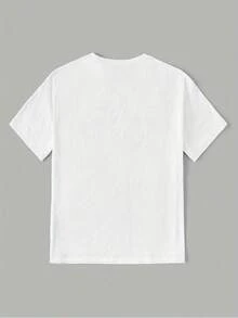Playera de Mujer con Estampado de Corazón y Frase "Devils Roll The Dice" Manga Corta Cuello Redondo Casual Estilo Vintage Aesthetic - Blanco - Ver 4