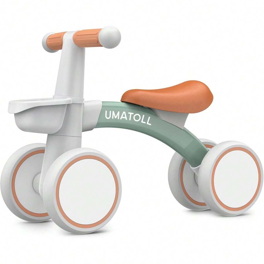 Umatoll Bicicleta de Equilibrio para Bebés de 1 año Niños y Niñas, Bicicleta Sin Pedales con Asiento Ajustable, Regalo de Primer Cumpleaños, Juguete para Bebé 12-24 Meses, Cestaíble, Verde - Rosa - Ver 1
