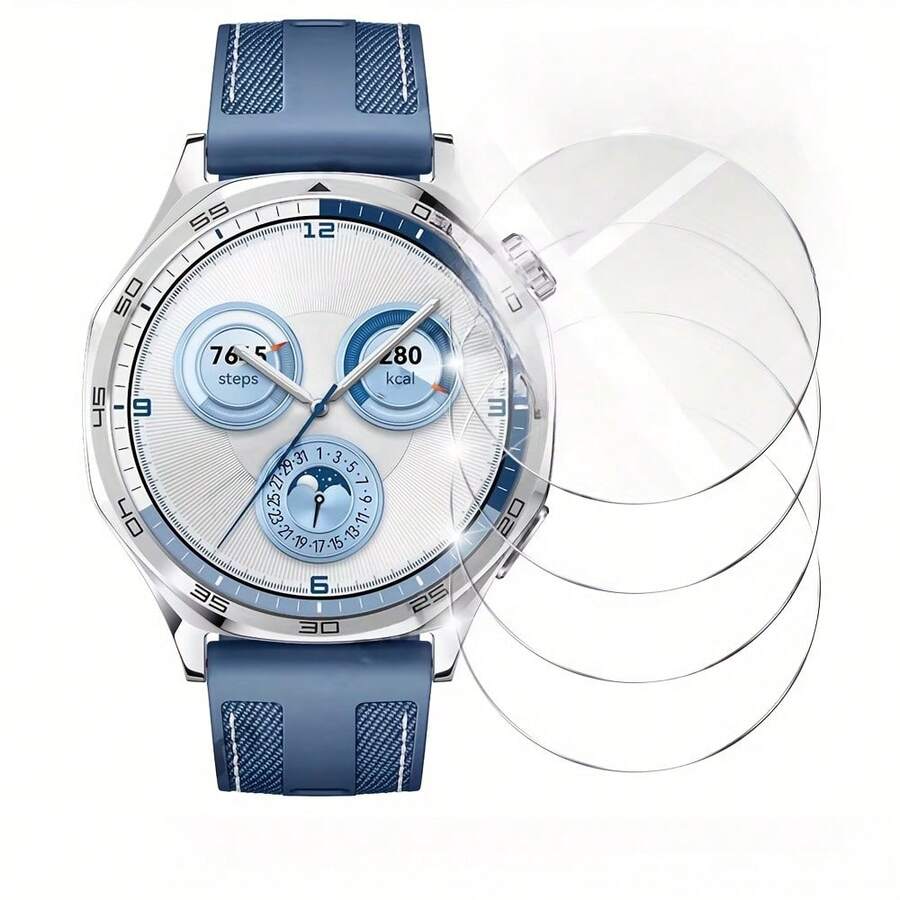 华为 Watch GT6/GT 5 专用钢化玻璃屏幕保护膜(4 片装),9H 硬度,高清透明,防刮花,防指纹,无气泡 - 4pcs,透明色,強化膜 - 查看 1